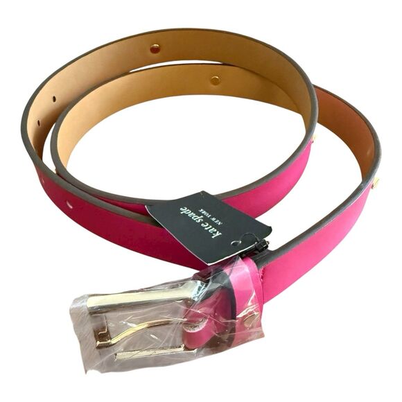Kate Spade Leather Belt with Metal Spades Gold Plate Buckle Sz Large main image 7